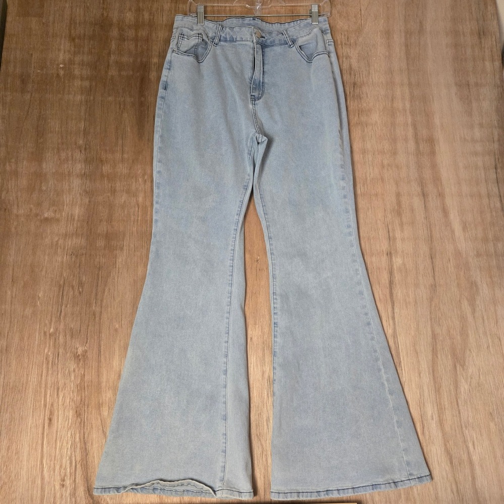 High Rise Bell Bottom Flare Denim Jeans Plus Size XXL Size 14/16 70s Inspired